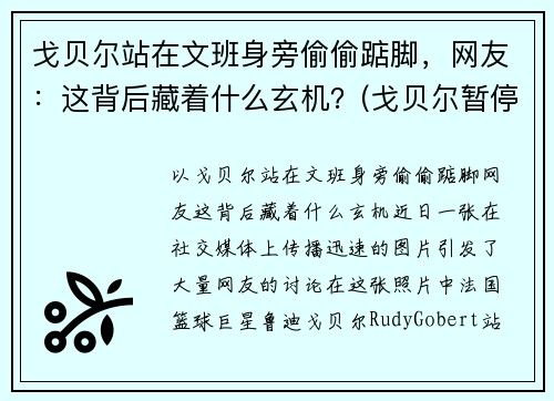 戈贝尔站在文班身旁偷偷踮脚，网友：这背后藏着什么玄机？(戈贝尔暂停期间怒踹凳子)